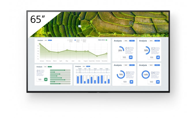 Sony FW-65BZ30L signage display Digital signage flat panel 65" LCD Wi-Fi 440 cd/m² 4K Ultra HD Black Android 24/7