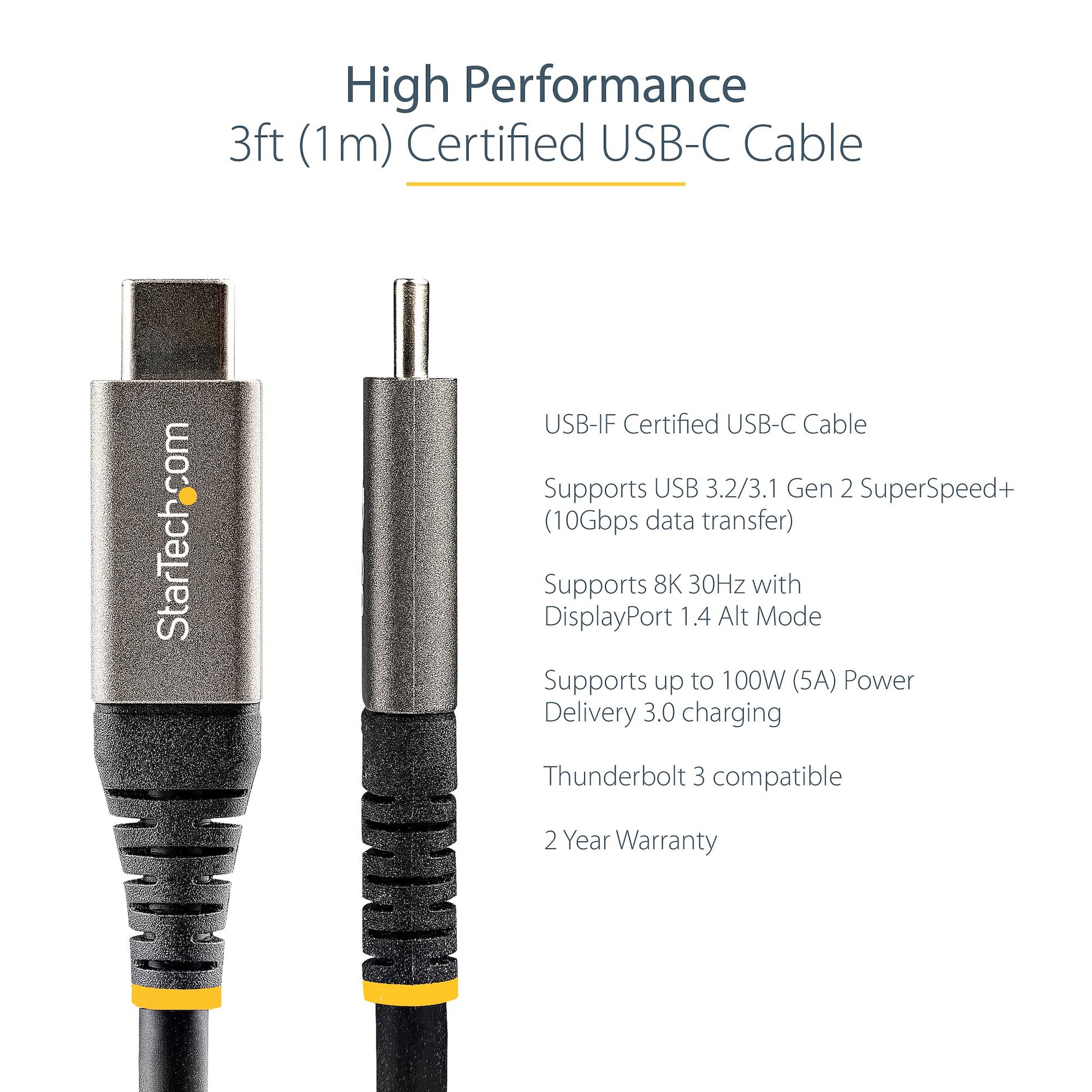 StarTech.com USB31CCV1M USB cable USB 3.2 Gen 2 (3.1 Gen 2) 39.4" (1 m) USB C Black, Gray