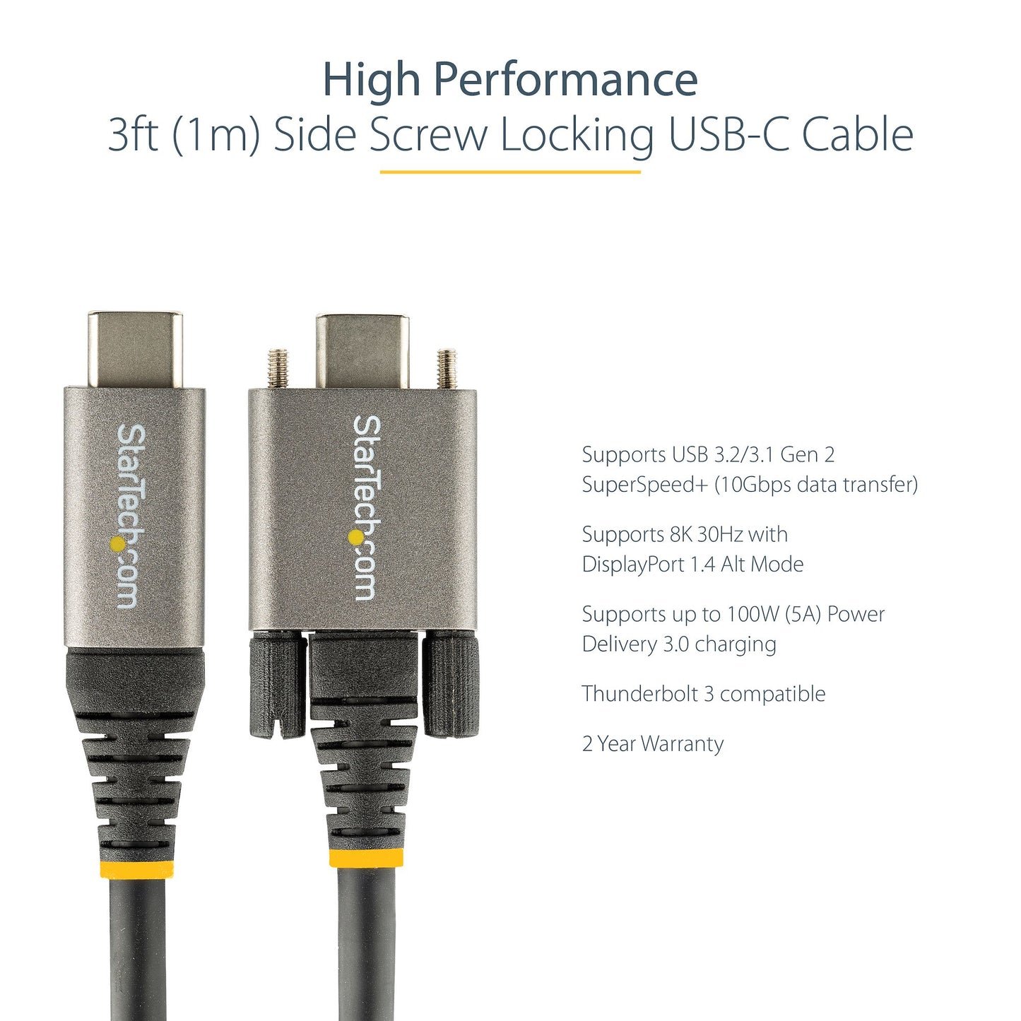 StarTech.com USB31CCSLKV1M USB cable USB 3.2 Gen 2 (3.1 Gen 2) 39.4" (1 m) USB C Black, Gray
