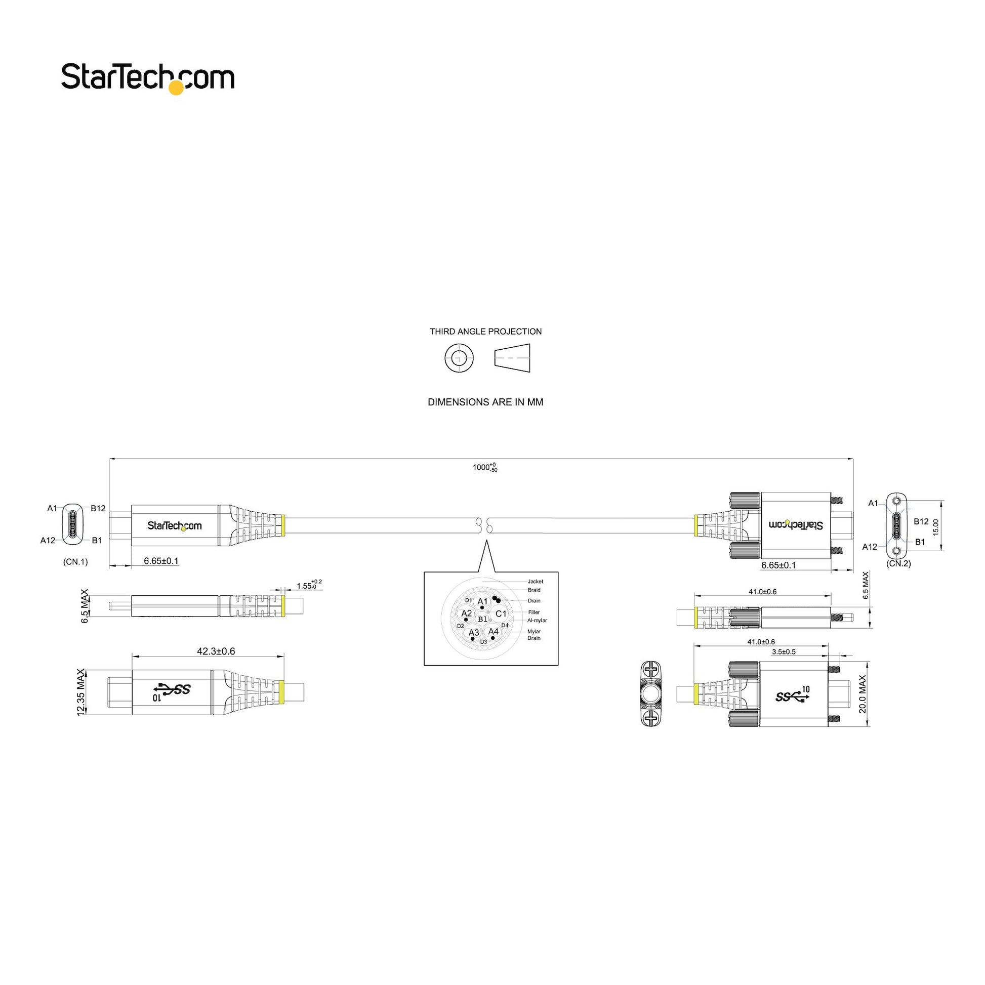StarTech.com USB31CCSLKV1M USB cable USB 3.2 Gen 2 (3.1 Gen 2) 39.4" (1 m) USB C Black, Gray