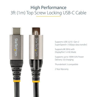 StarTech.com USB31CCTLKV1M USB cable USB 3.2 Gen 2 (3.1 Gen 2) 39.4" (1 m) USB C Black, Gray