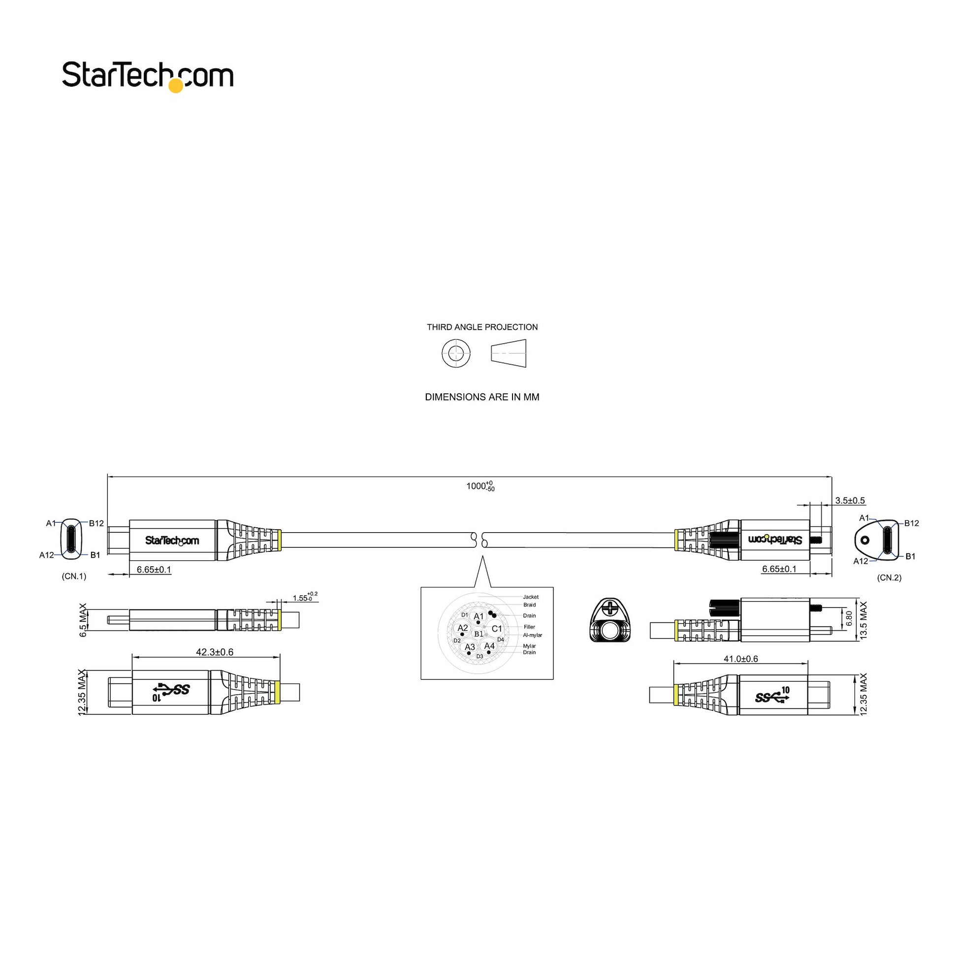 StarTech.com USB31CCTLKV1M USB cable USB 3.2 Gen 2 (3.1 Gen 2) 39.4" (1 m) USB C Black, Gray
