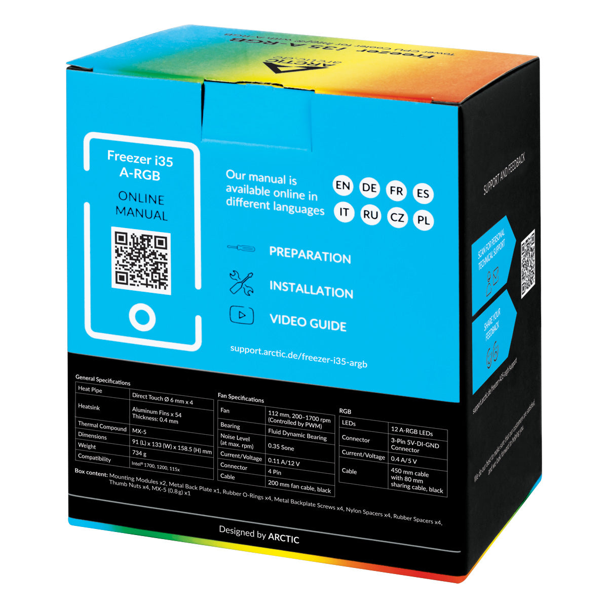ARCTIC Freezer i35 A-RGB Processor Cooler 4.72" (12 cm) Black 1 pc(s)