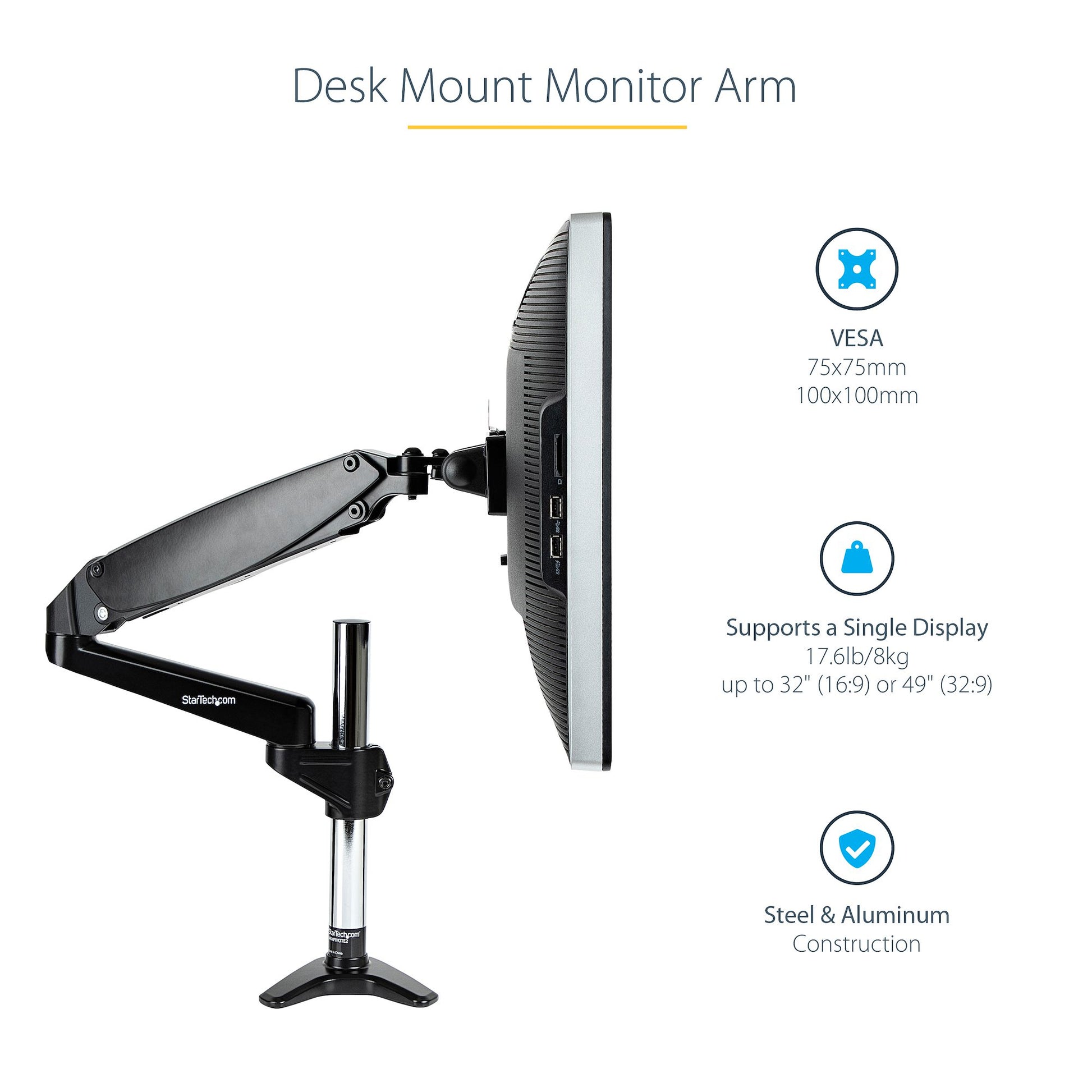 StarTech.com ARMPIVOTE2 monitor mount / stand 49" Desk Black
