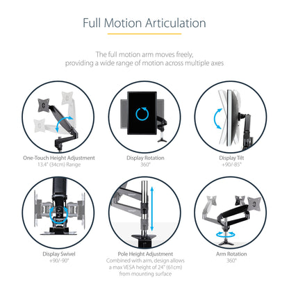 StarTech.com ARMPIVOTE2 monitor mount / stand 49" Desk Black