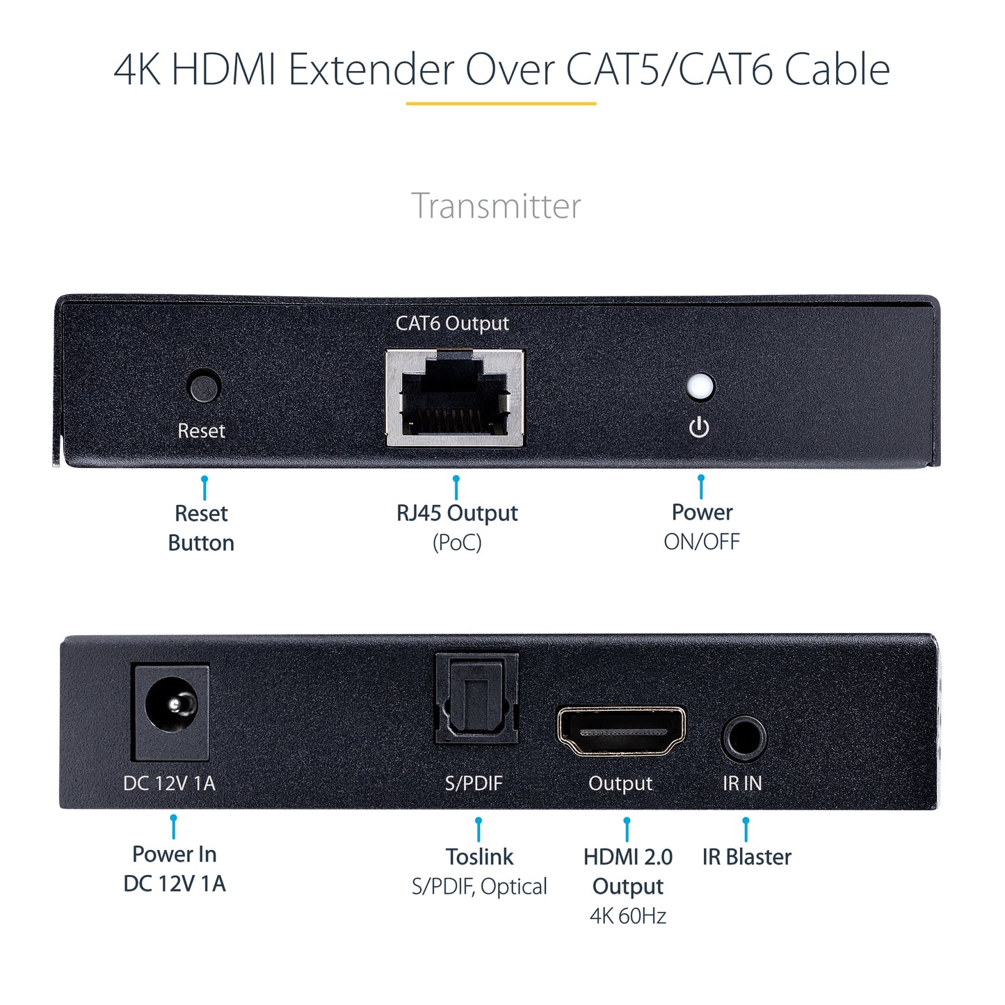 StarTech.com 4K70IC-EXTEND-HDMI AV extender AV transmitter & receiver Black