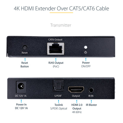 StarTech.com 4K70IC-EXTEND-HDMI AV extender AV transmitter & receiver Black