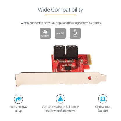 StarTech.com 4P6G-PCIE-SATA-CARD interface cards/adapter Internal