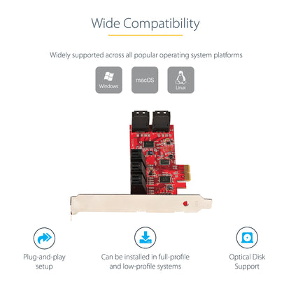 StarTech.com 10P6G-PCIE-SATA-CARD interface cards/adapter Internal