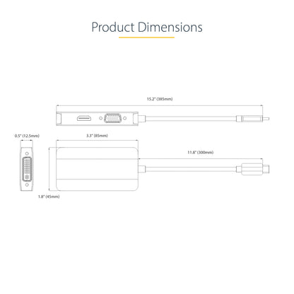 StarTech.com 118-USBC-HDMI-VGADVI USB graphics adapter 3840 x 2160 pixels Gray