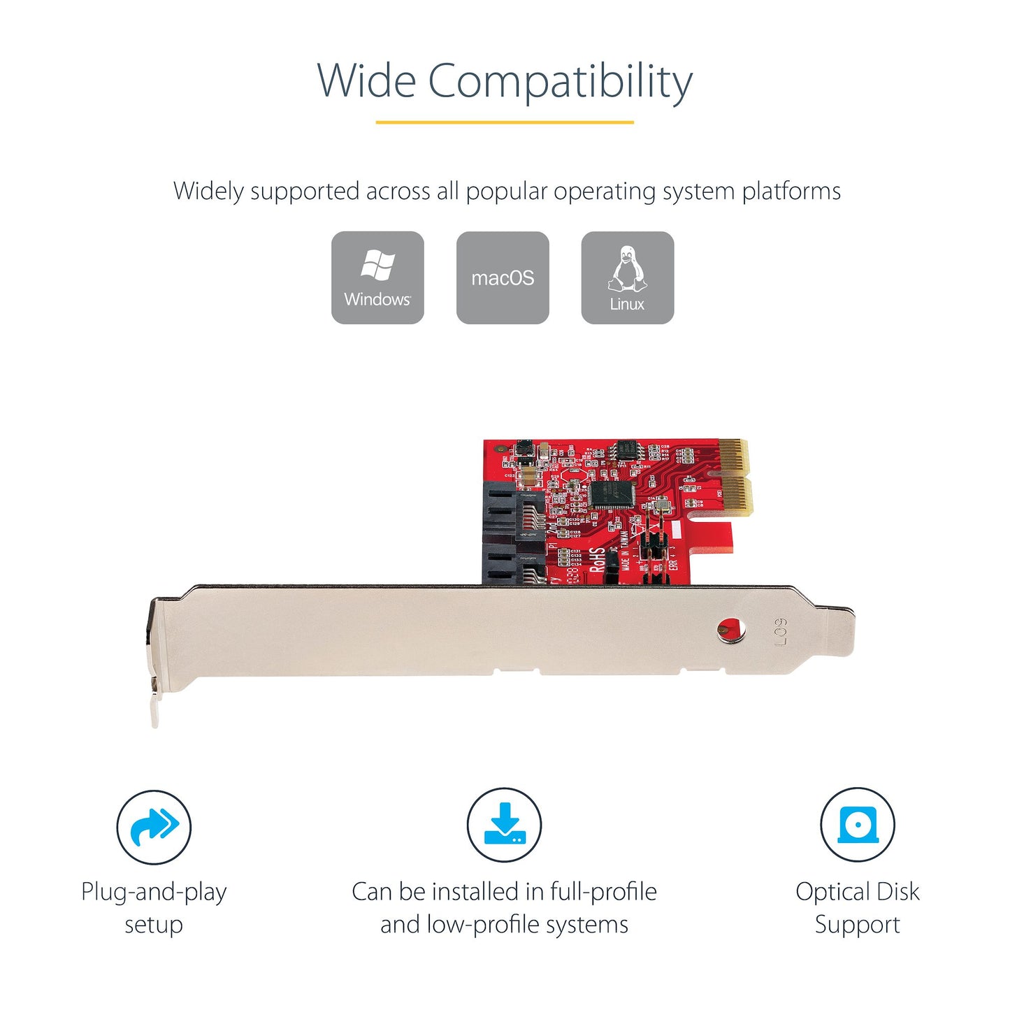 StarTech.com 2P6GR-PCIE-SATA-CARD interface cards/adapter Internal