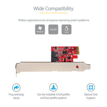 StarTech.com 2P6GR-PCIE-SATA-CARD interface cards/adapter Internal
