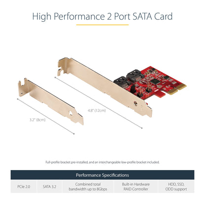 StarTech.com 2P6GR-PCIE-SATA-CARD interface cards/adapter Internal