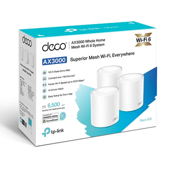 TP-Link Deco X50 (3-pack) Dual-band (2.4 GHz / 5 GHz) Wi-Fi 6 (802.11ax) White Internal