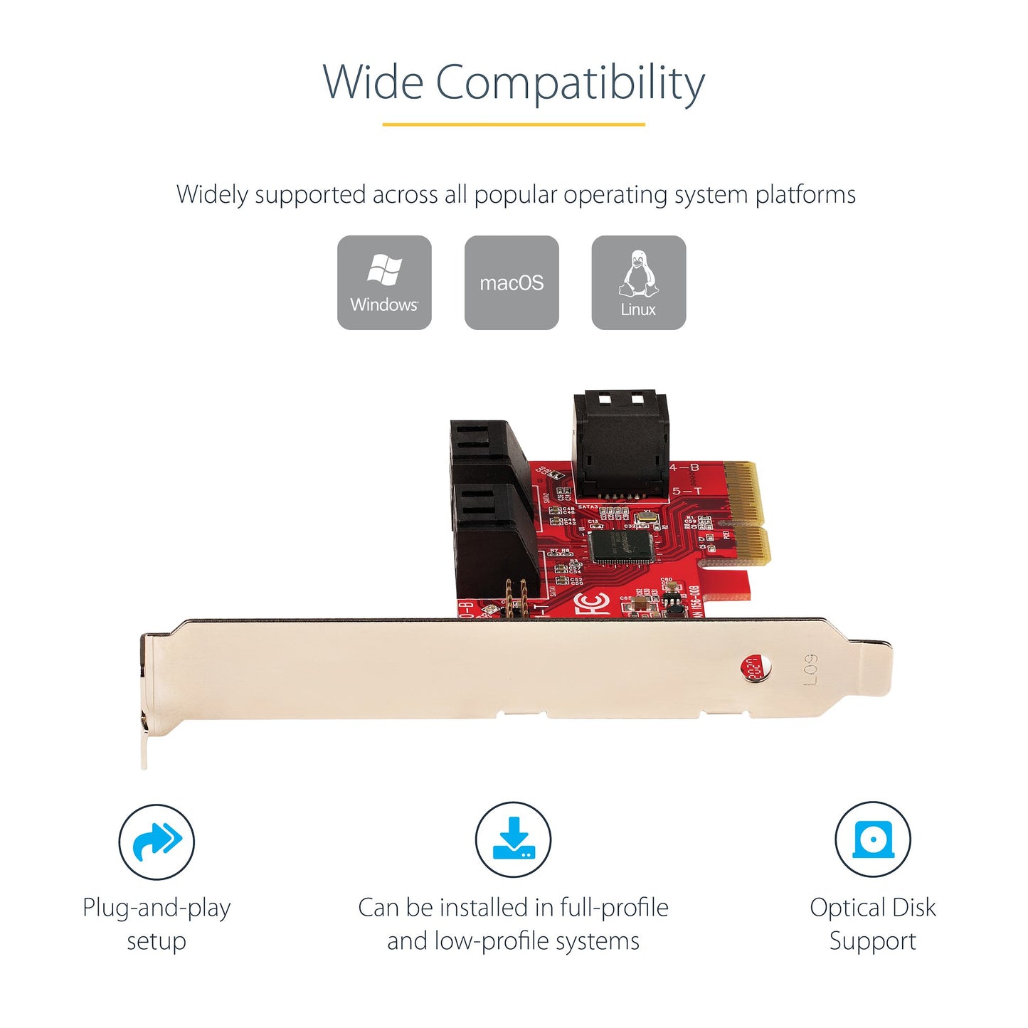 StarTech.com 2P6G-PCIE-SATA-CARD interface cards/adapter Internal