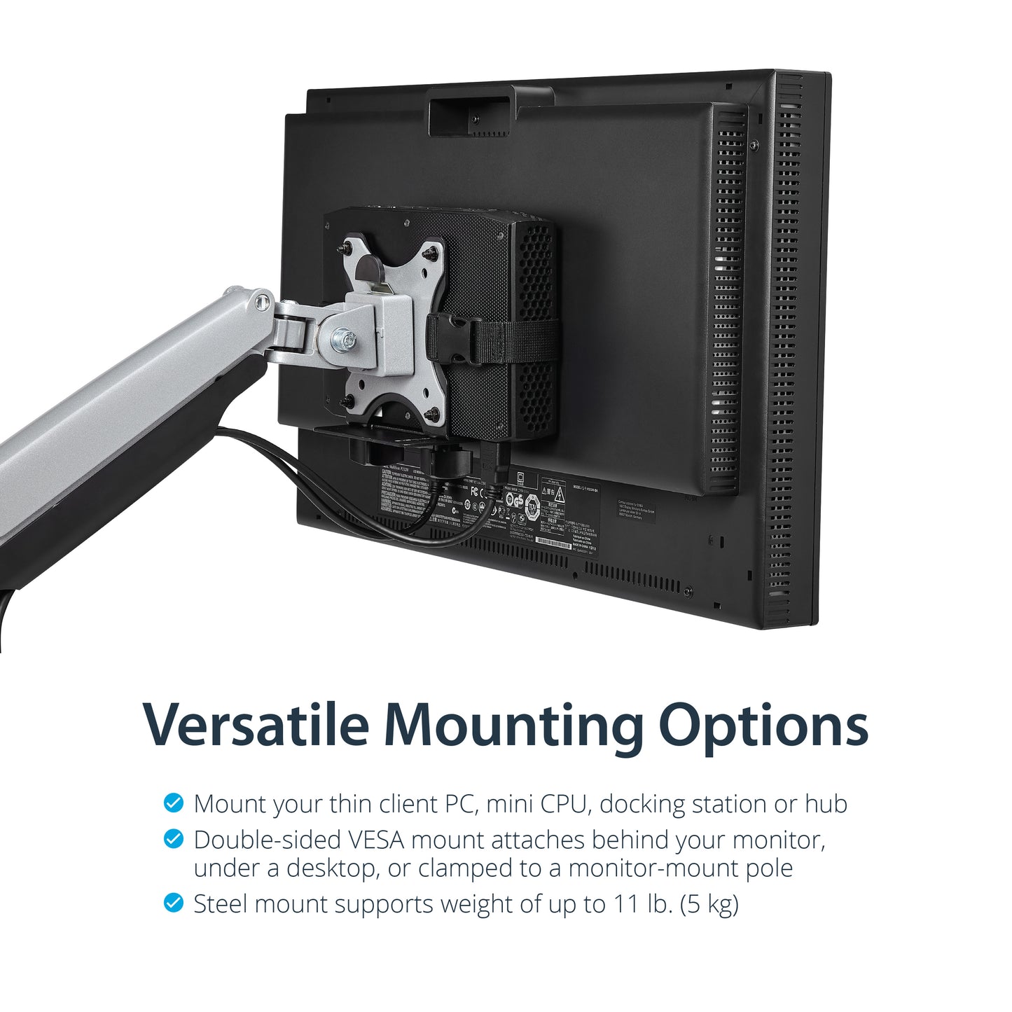 StarTech.com ACCSMNT CPU holder Monitor stand-mounted CPU holder Black