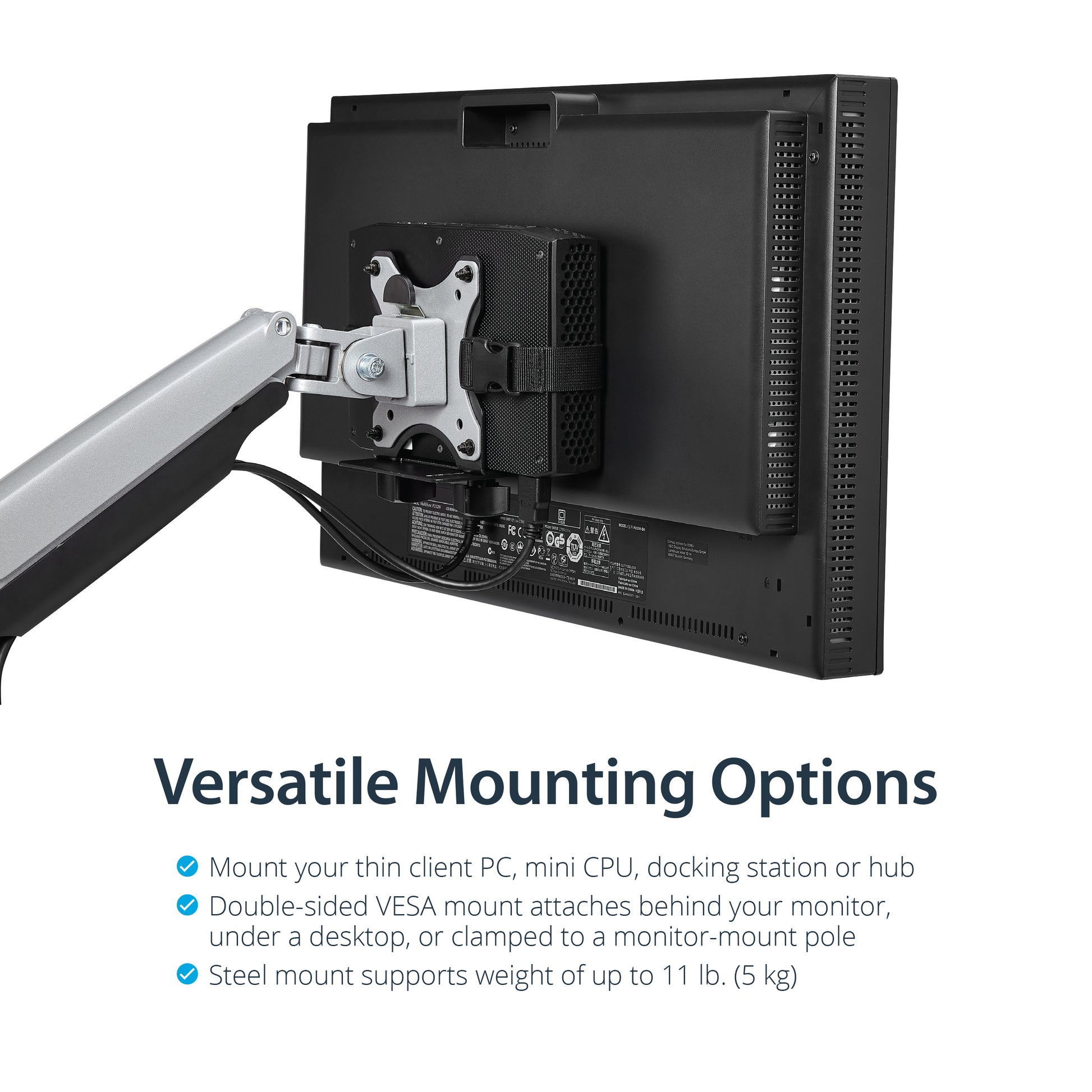 StarTech.com ACCSMNT CPU holder Monitor stand-mounted CPU holder Black