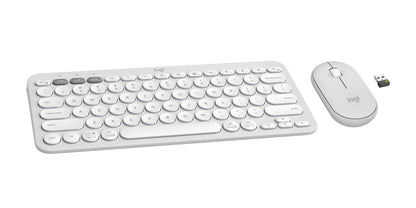 Logitech Pebble 2 Combo keyboard Mouse included Universal RF Wireless + Bluetooth QWERTY English White