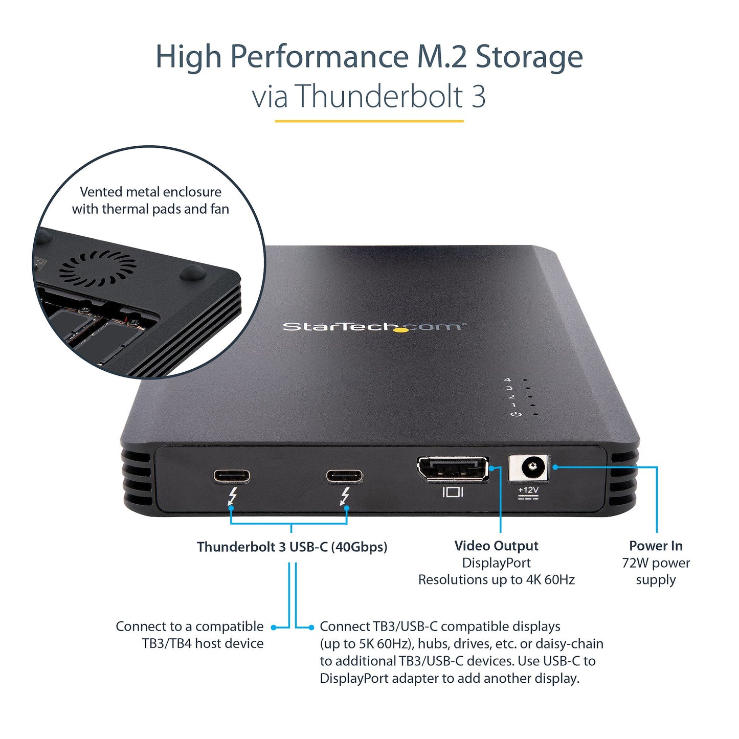 StarTech.com M2E4BTB3 storage drive enclosure SSD enclosure Black M.2