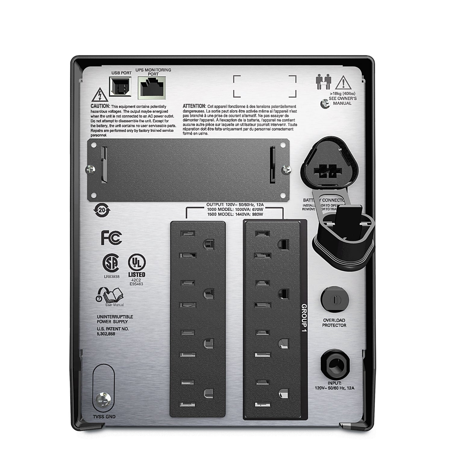 APC SMT1500X93 uninterruptible power supply (UPS) Line-Interactive 1.44 kVA 1000 W 8 AC outlet(s)