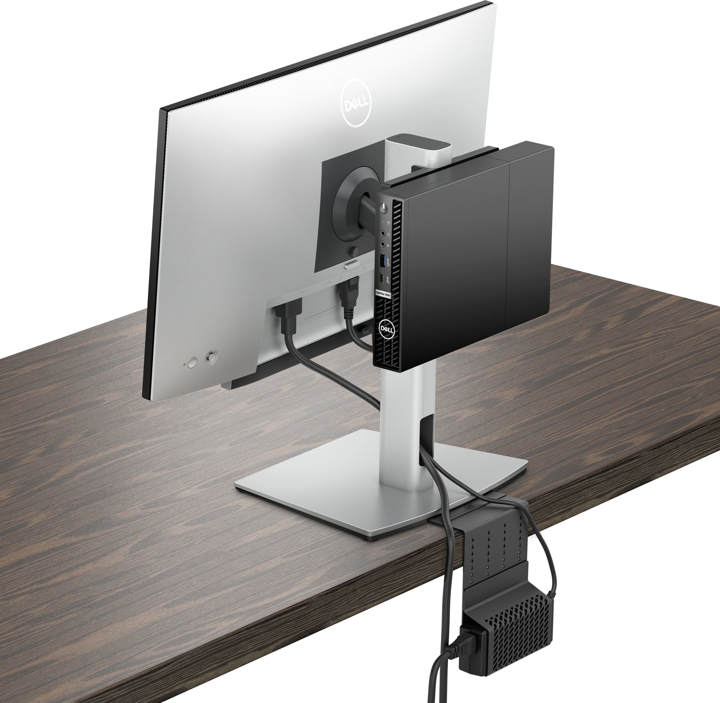 DELL MFS22 27" Desk Silver, Black