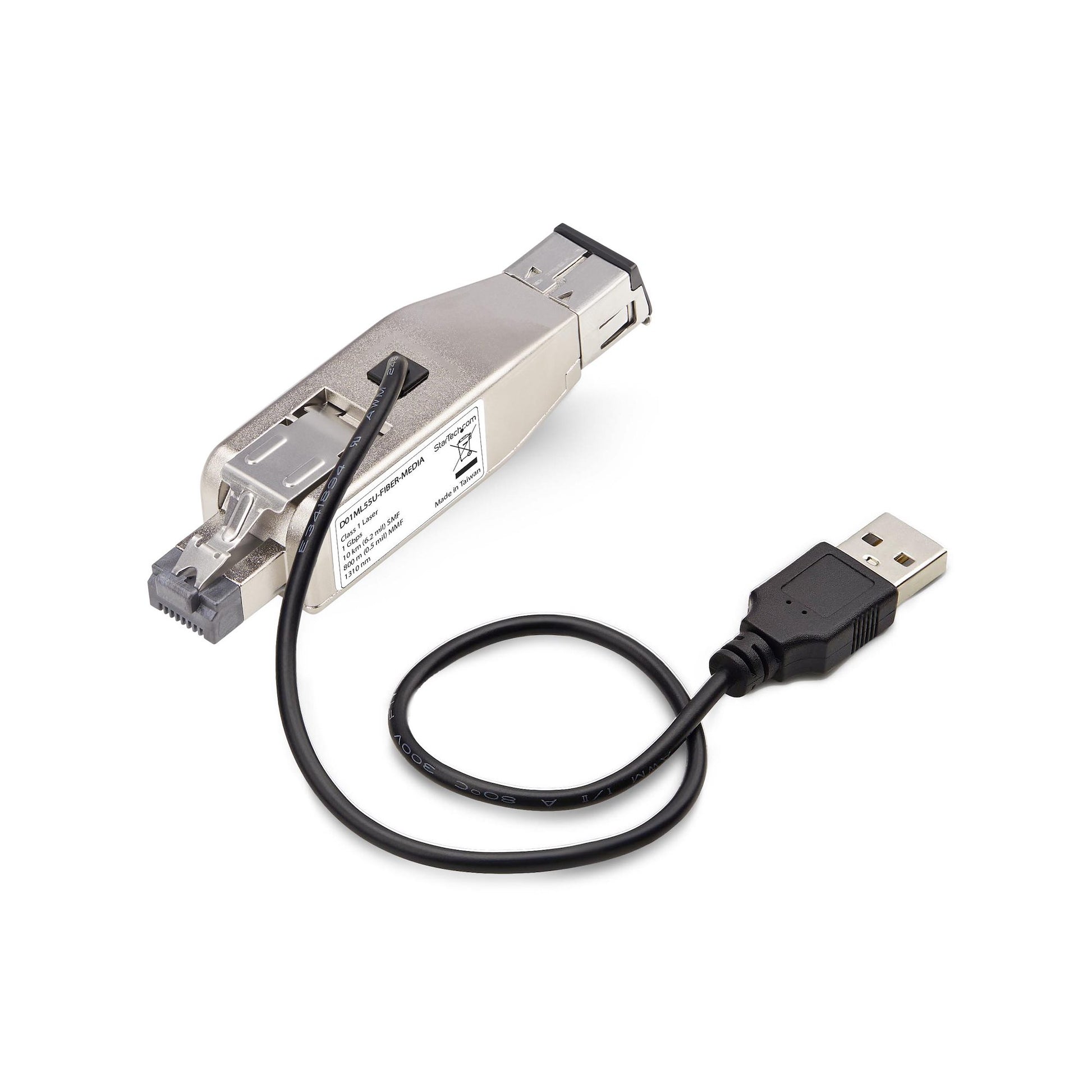 StarTech.com D01ML55U-FIBER-MEDIA network media converter 1000 Mbit/s 1310 nm Multi-mode, Single-mode Black, Silver