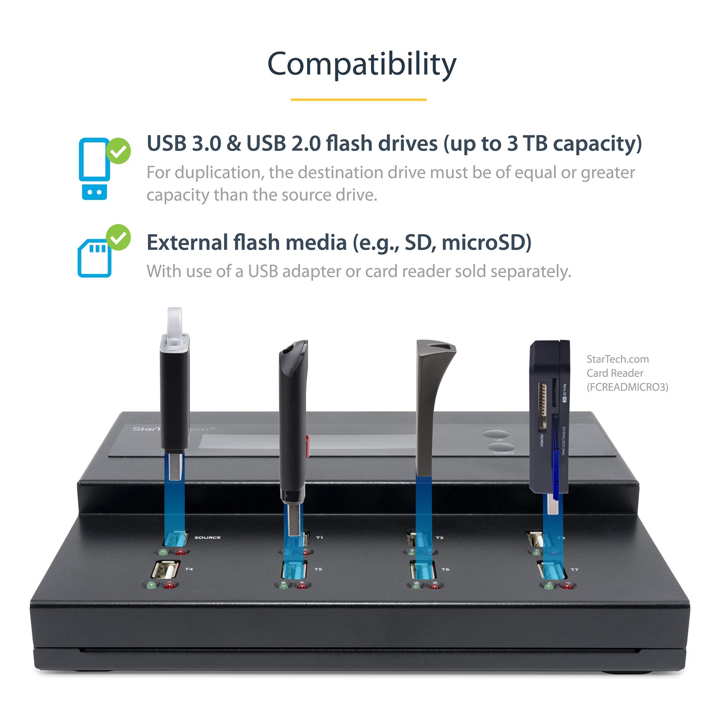 StarTech.com USBDUPE17 media duplicator USB flash drive duplicator Black 7 copies