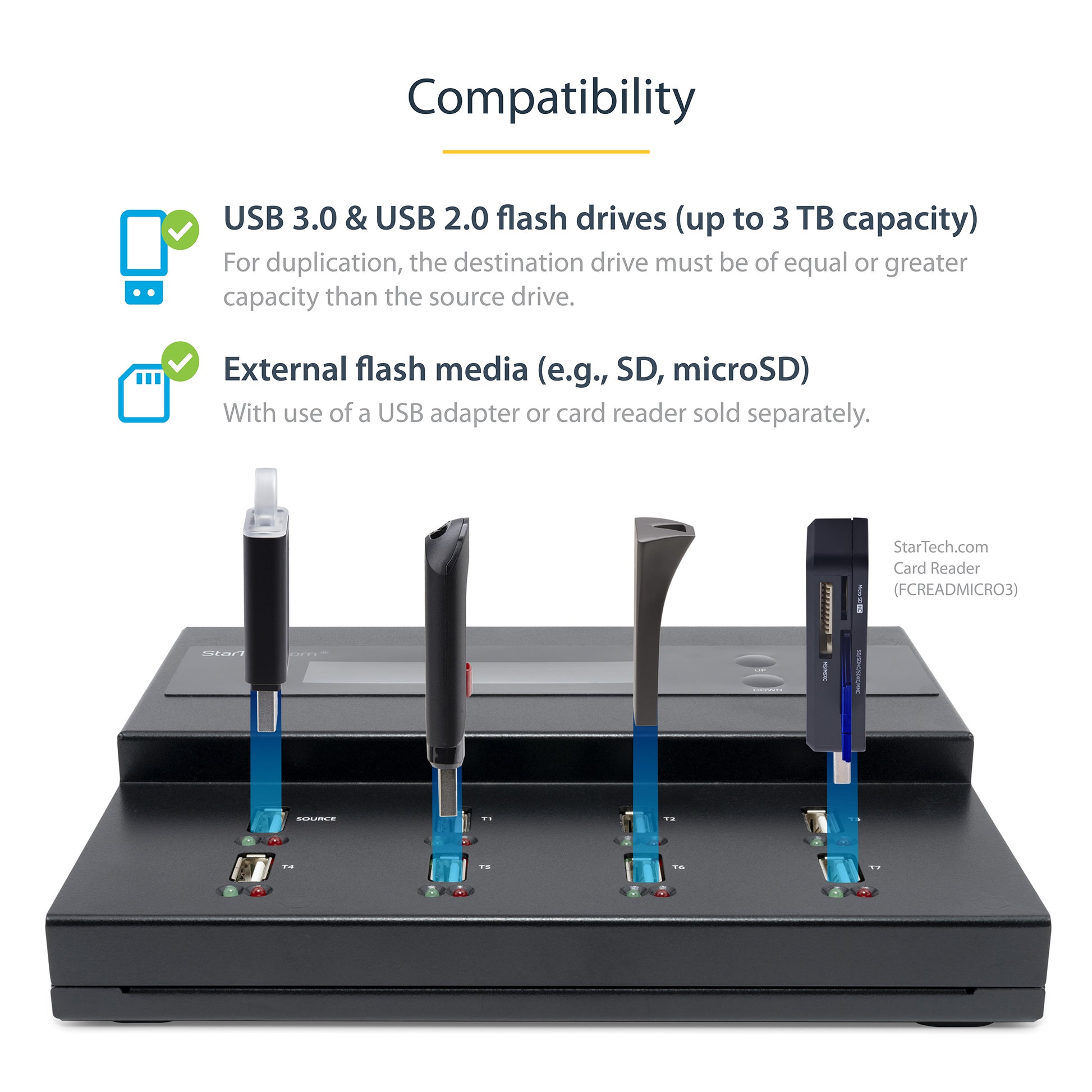 StarTech.com USBDUPE17 media duplicator USB flash drive duplicator Black 7 copies