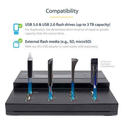 StarTech.com USBDUPE17 media duplicator USB flash drive duplicator Black 7 copies