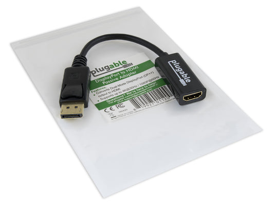 Plugable Technologies DPM-HDMIF video cable adapter DisplayPort HDMI Black
