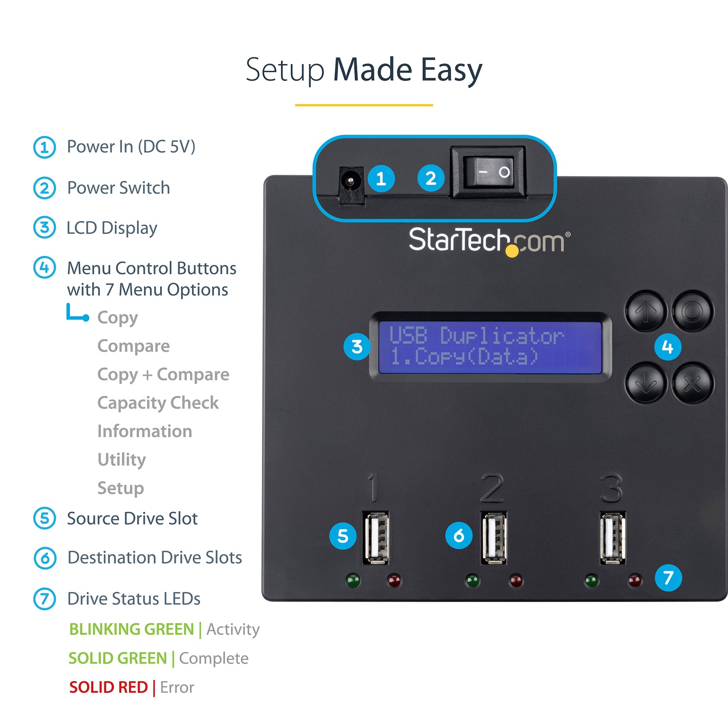 StarTech.com USBDUP12 media duplicator USB flash drive duplicator Blue 2 copies
