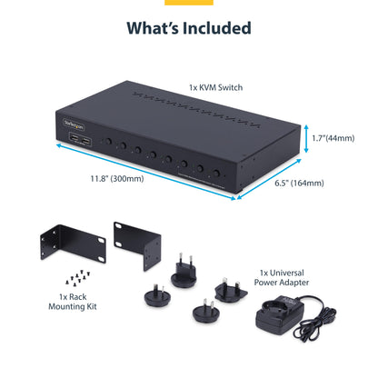 StarTech.com R8AH202-KVM-SWITCH KVM switch Rack mounting Black