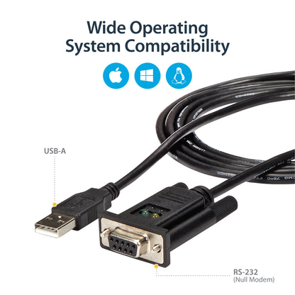 StarTech.com ICUSB232FTN serial cable Black 66.9" (1.7 m) USB Type-A DB-9