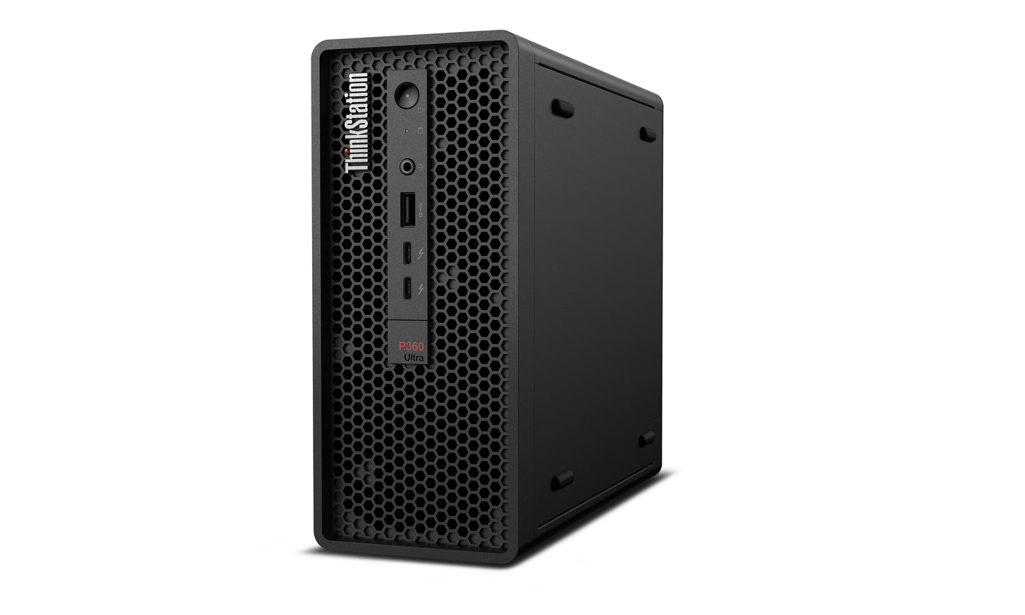 Lenovo ThinkStation P360 Ultra Intel® Core™ i5 i5-12400T 32 GB DDR5-SDRAM 1 TB SSD NVIDIA Quadro T1000 Windows 11 Pro Mini Tower Workstation Black