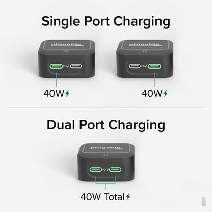 Plugable Technologies PS-40C2B mobile device charger Universal Black AC Fast charging Indoor