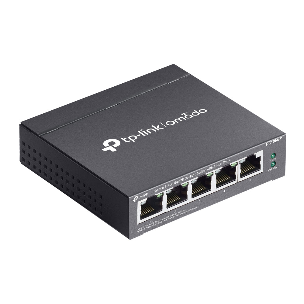 TP-Link Omada DS105GP network switch Unmanaged Gigabit Ethernet (10/100/1000) Power over Ethernet (PoE) Black