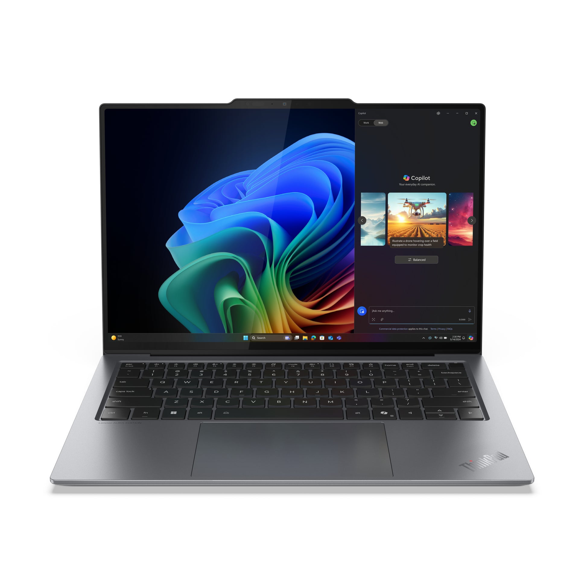 Lenovo ThinkPad X9-14 Gen 1 Aura Edition Copilot+ PC Intel Core Ultra 7 258V Laptop 14" Touchscreen 2.8K 32 GB LPDDR5x-SDRAM 1 TB SSD Wi-Fi 7 (802.11be) Windows 11 Pro Gray