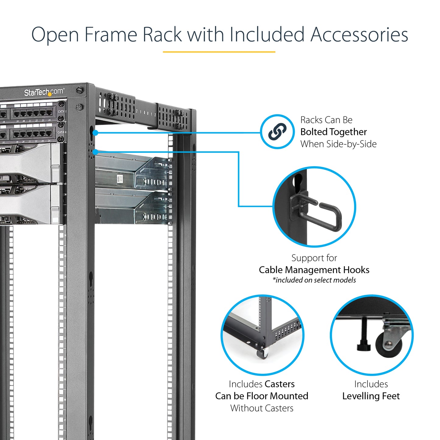 StarTech.com 4POSTRACK25U rack cabinet 25U Freestanding rack Black