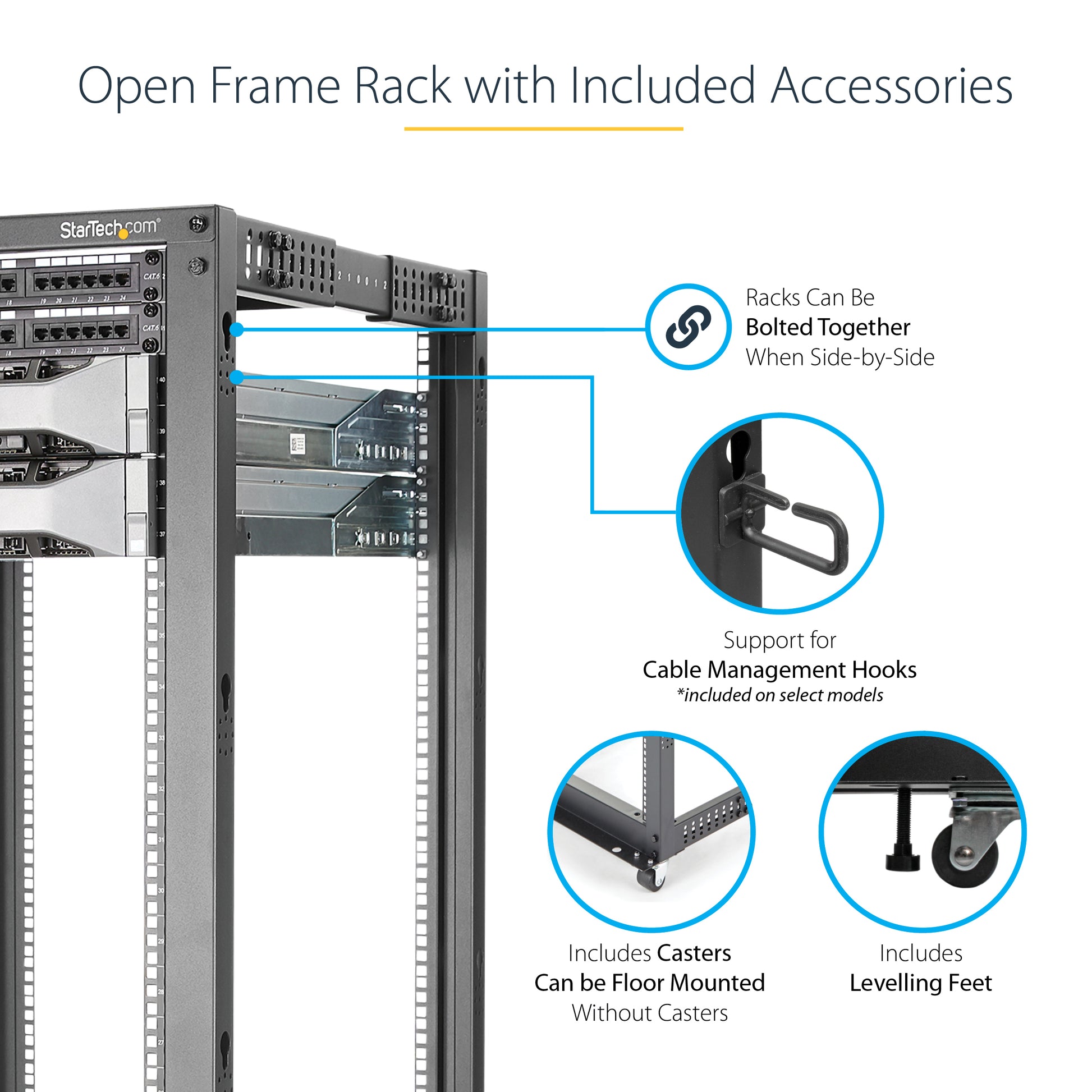 StarTech.com 4POSTRACK25U rack cabinet 25U Freestanding rack Black
