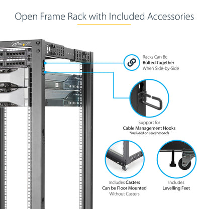 StarTech.com 4POSTRACK25U rack cabinet 25U Freestanding rack Black