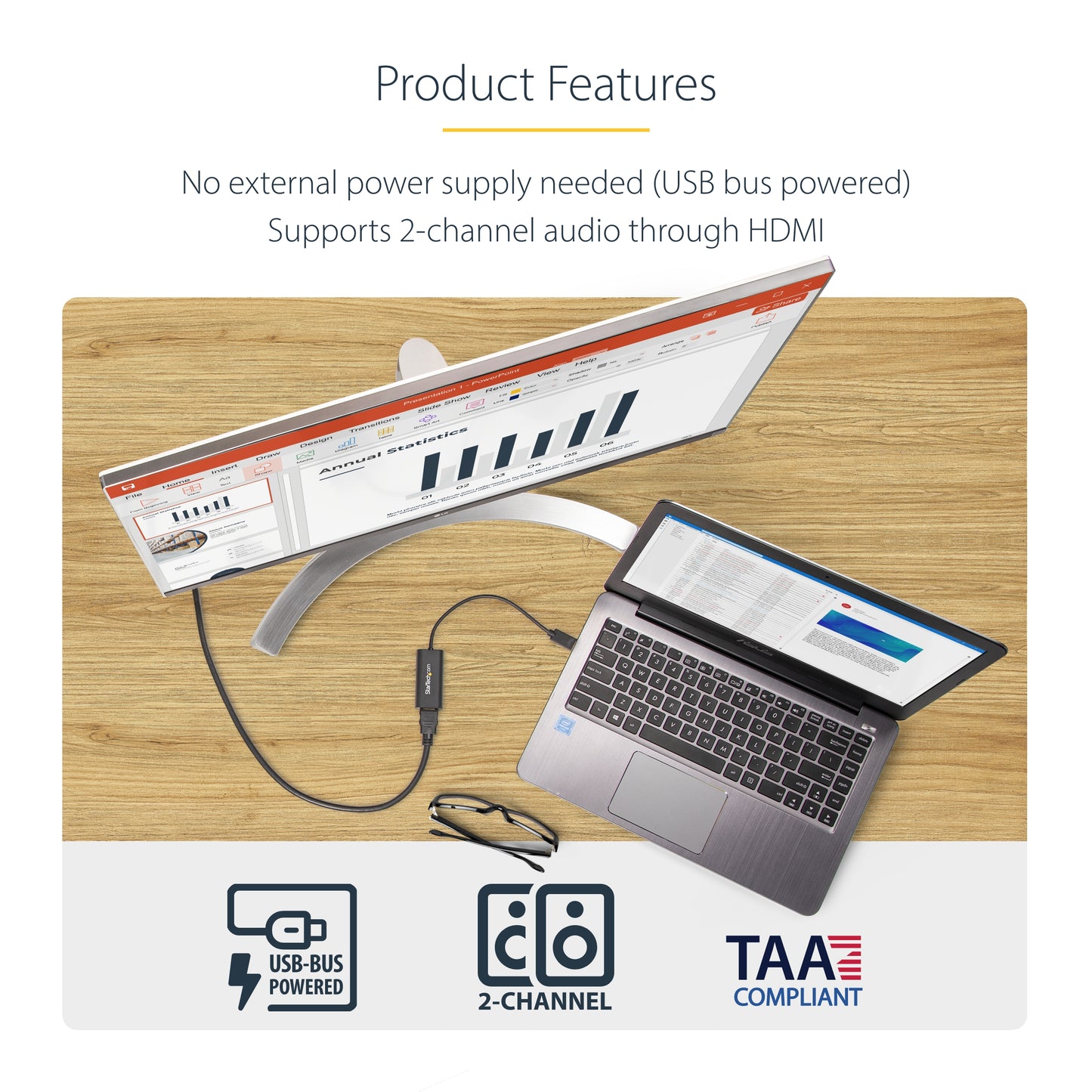 StarTech.com USB32HDES USB graphics adapter 1920 x 1200 pixels Black