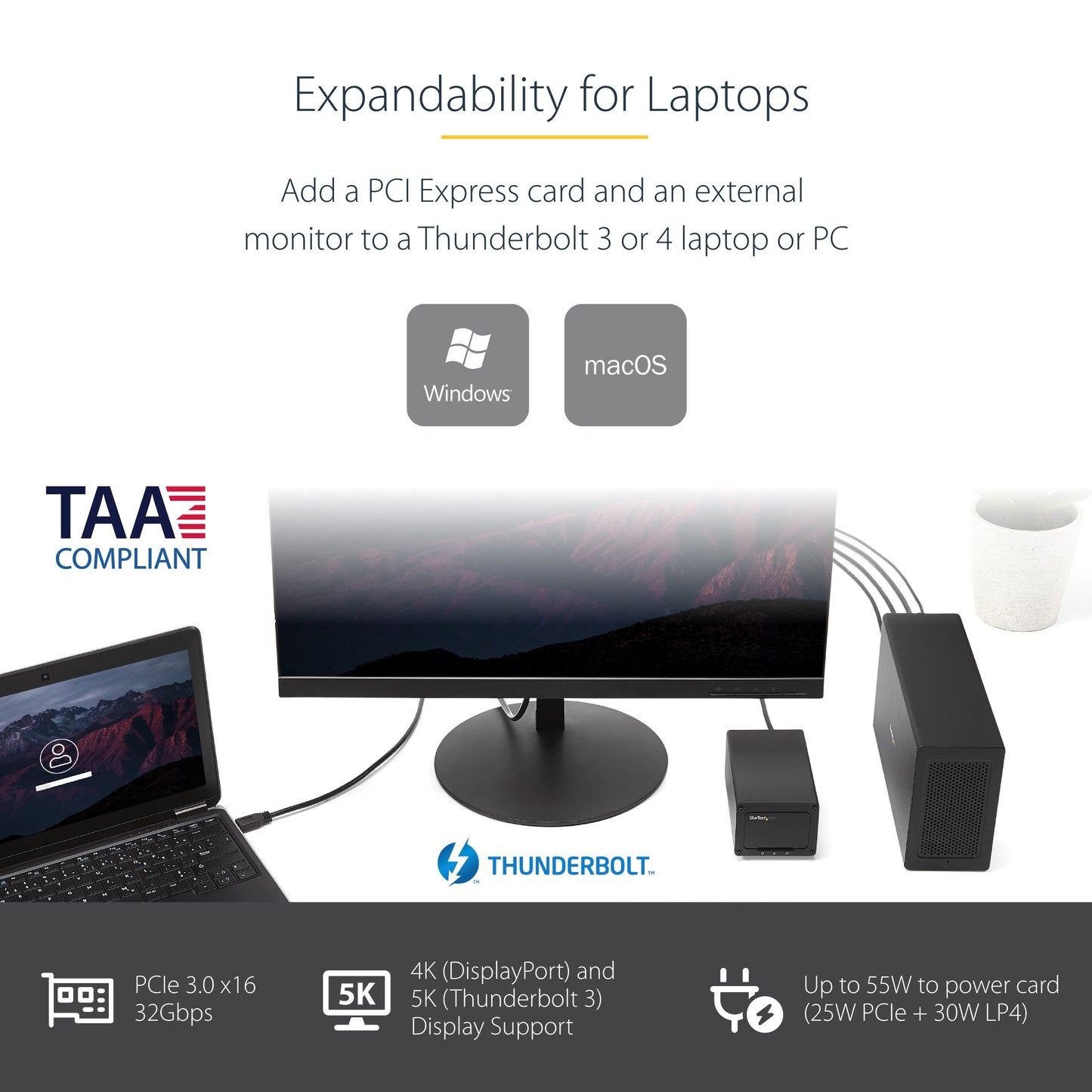 StarTech.com TB31PCIEX16 laptop dock/port replicator Wired Thunderbolt 3 Black