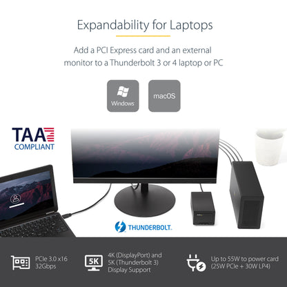 StarTech.com TB31PCIEX16 laptop dock/port replicator Wired Thunderbolt 3 Black