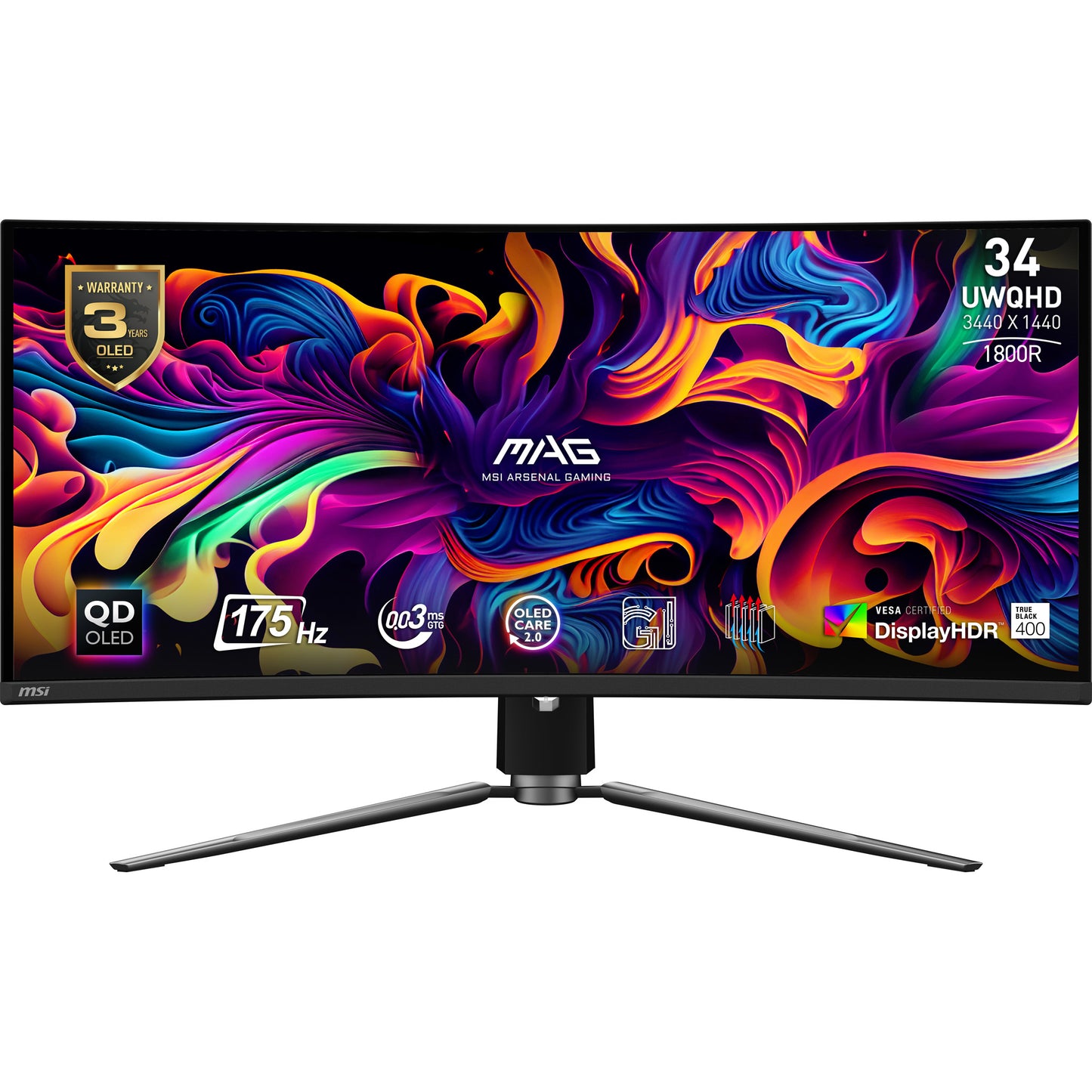 MSI MAG 341CQP QD-OLED computer monitor 34" 3440 x 1440 pixels UltraWide Quad HD Black