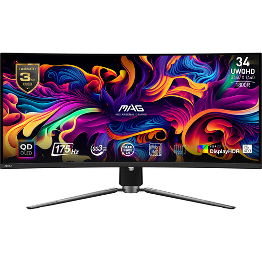 MSI MAG 341CQP QD-OLED computer monitor 34" 3440 x 1440 pixels UltraWide Quad HD Black