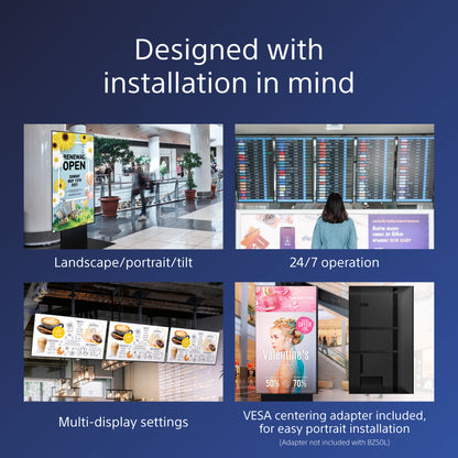 Sony FW-85BZ40L signage display Digital signage flat panel 85" LCD Wi-Fi 650 cd/m² 4K Ultra HD Black Android 24/7