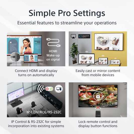 Sony FW-50EZ20L signage display Digital signage flat panel 50" LED Wi-Fi 350 cd/m² 4K Ultra HD Black Android 16/7