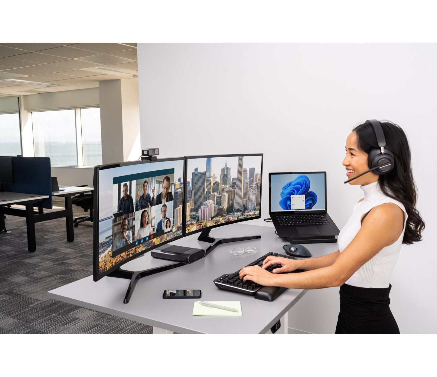 Kensington MK7500F QuietType Pro keyboard Home/Office USB + RF Wireless + Bluetooth QWERTY US English Aluminum, Black