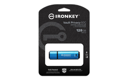 Kingston Technology IronKey Vault Privacy 50 USB flash drive 128 GB USB Type-C 3.2 Gen 1 (3.1 Gen 1) Black, Blue
