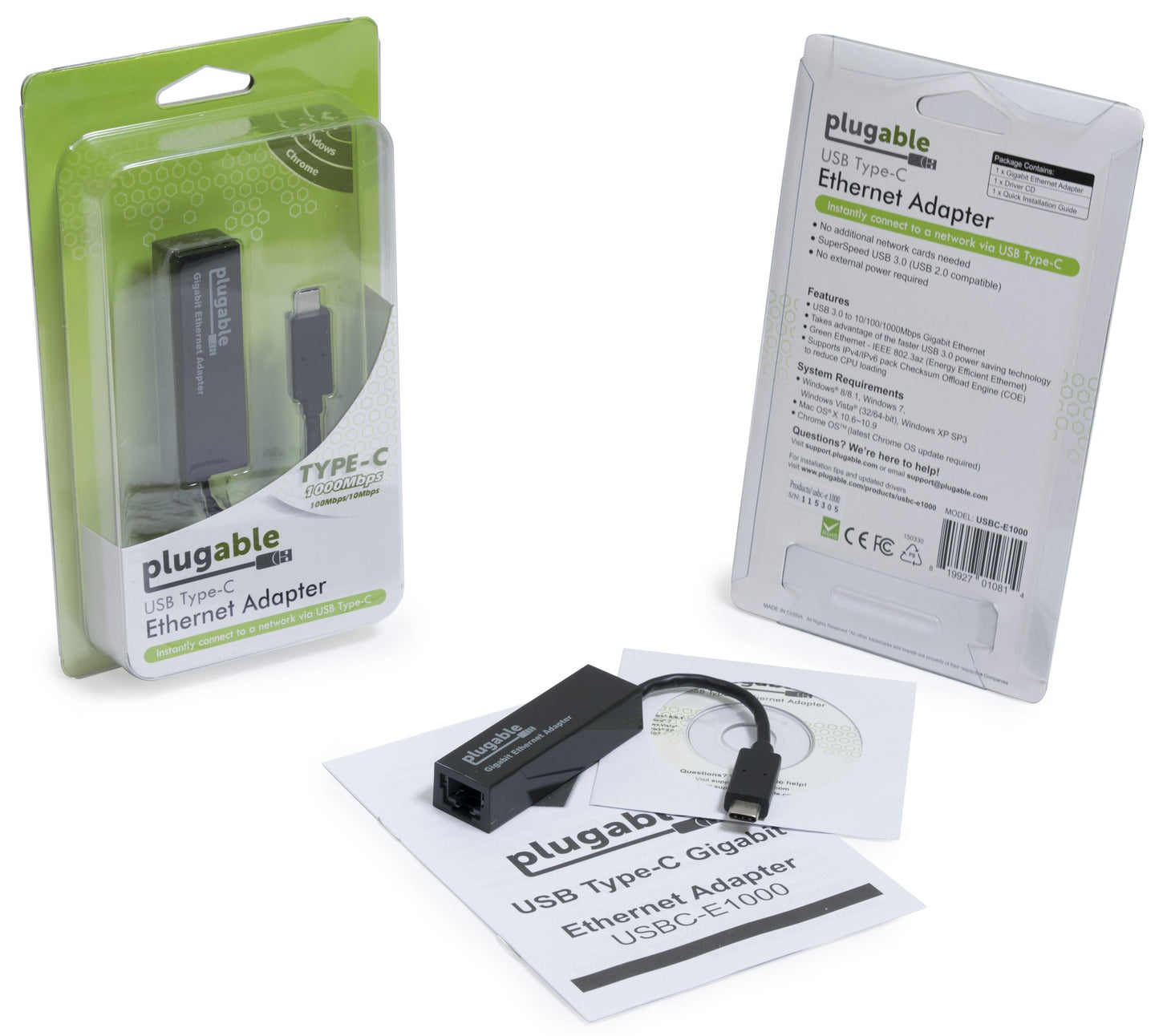 Plugable Technologies USBC-E1000 network card Ethernet 5000 Mbit/s